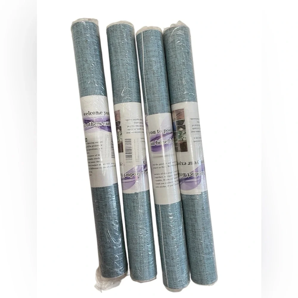 Lot Of 4 Yancorp 10ft Textured Fabric Deep Blue Wallpaper Faux 15.7